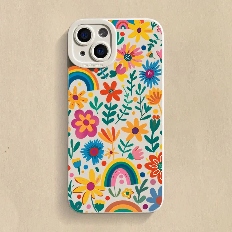 Colourful Flowers Rainbow Case for iPhone 16 15 14 13 12 Pro Max