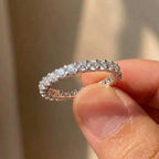 925 Sterling Silver New Trendy Thin Finger Ring Band Shiny Cubic Zirconia Simple Stylish Daily Wear