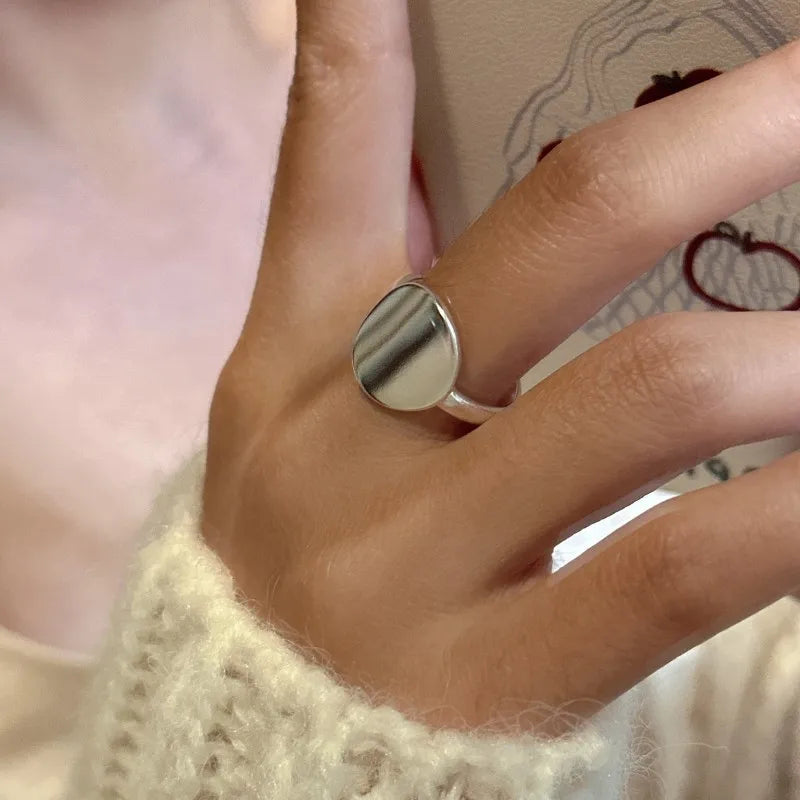 925 Sterling Silver Geometry Sanding Adjustable Rings For Women Elegant Wedding Luxury Jewelry Accessories Argent 925