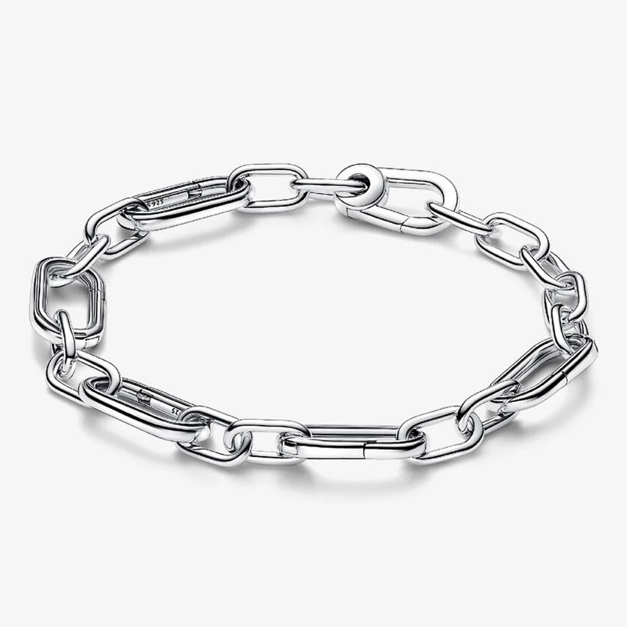 New 925 Silver Sparkling Heart to Heart Double Loop Leather Rope Weaving Bracelet Fashion DIY Charm Exquisite Jewelry Gift