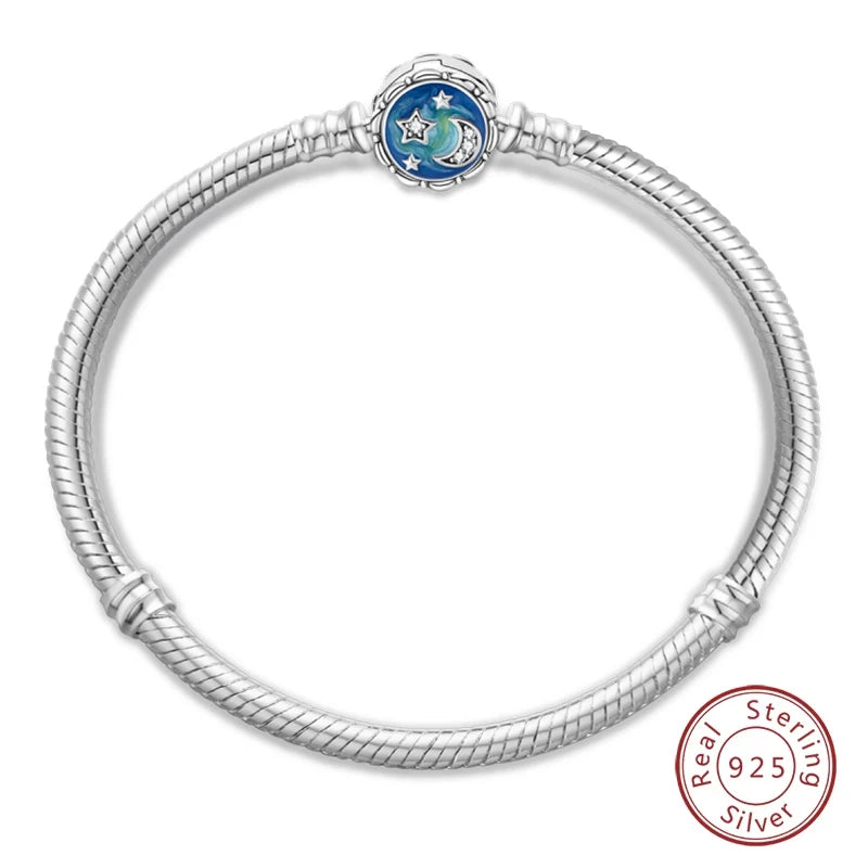 925 Sterling Silver Forever Love Peach Heart Bracelets Star Moon Airplane Earth Bracelets For Women Fit DIY Charms Party Jewelry