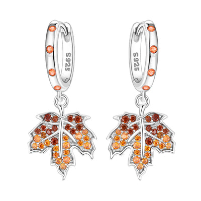 925 Sterling Silver Maple Leaf Drop Earrings Trendy Anniversary Jewellery