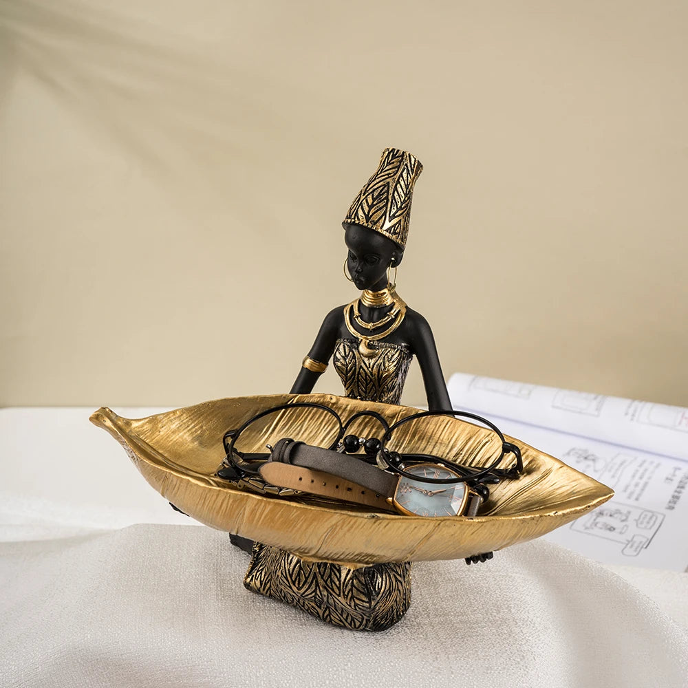 Black Woman Tray Entrance Porch Decoration Key Candy Holder Luxury Modern Home Decor