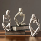 Nordic Abstract Sculpture Thinker Statue Resin Woman Figurine Office Home Decoration