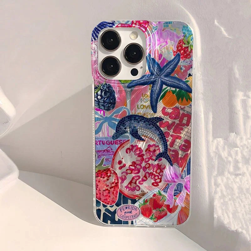 Ocean Whale Starfish Case for iPhone 17 16 15 14 13 12 11 Pro Max Plus XR