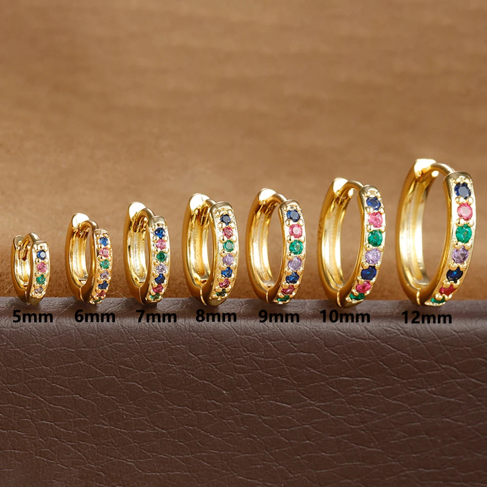 Stainless Steel Colourful Zirconia Huggie Minimal Hoop Earrings