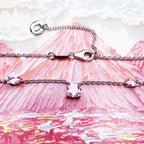 Pink Stone Necklace & Earring Jewellery Set 925 Sterling Silver Romantic Gift