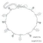 Lucky Clover Leaf Zircon Chain Bracelet 925 Sterling Silver Wedding Party
