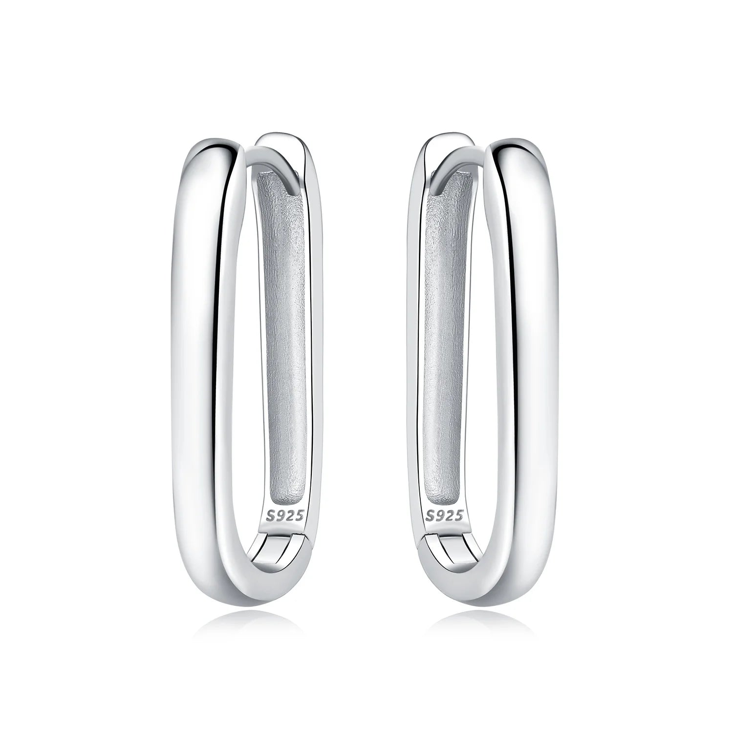 925 Sterling Silver Square Chain Stone Inlaid Hoop Earrings Trendy Jewellery