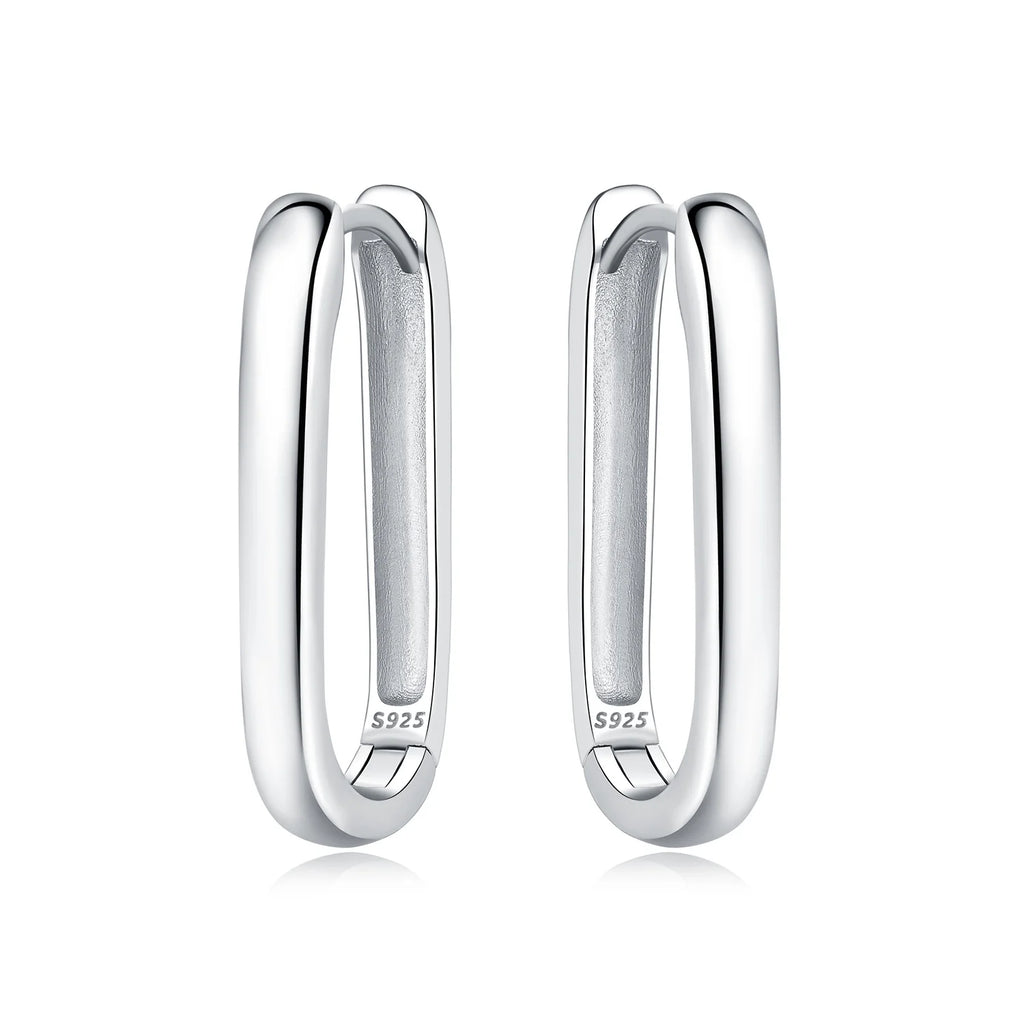 925 Sterling Silver Minimalist Blue Zircon Hoop Earrings Anniversary Gift