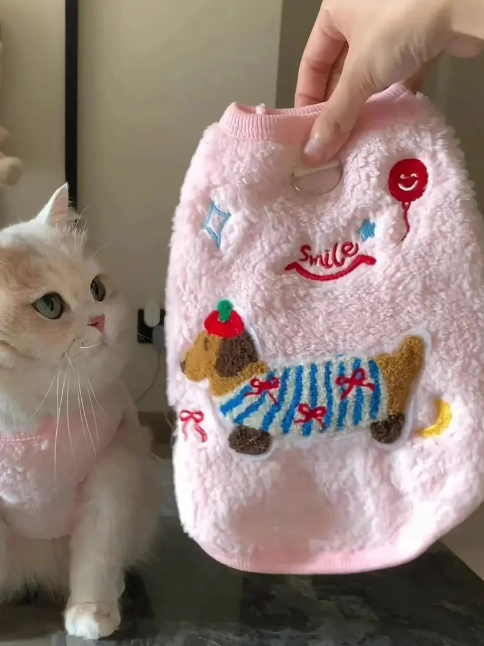 Cozy Cat Vest Indoor Winter Warm Plush Fleece Jacket Puppy Kitten Clothes