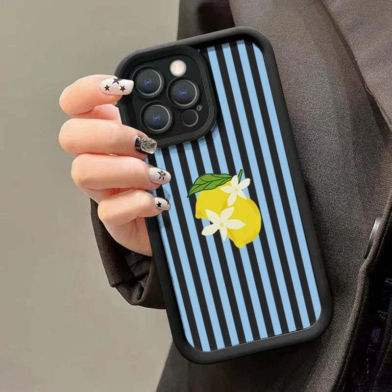 Lemon Cool Stripe Case for iPhone 17 16 15 14 13 12 11 Pro Max XS XR 7 8 Plus