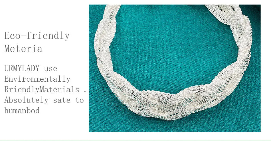 Braid Chain Bracelet 925 Sterling Silver Men Women Wedding Fashion Jewellery