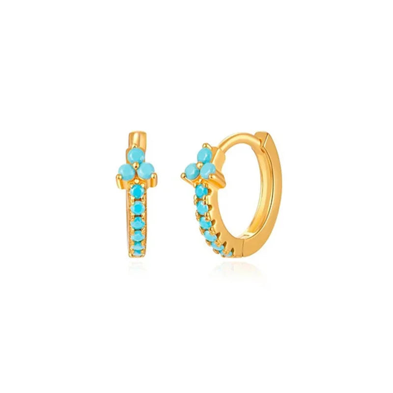 New Design Stainless Steel Cubic Zirconia Small Hoop Earrings Punk