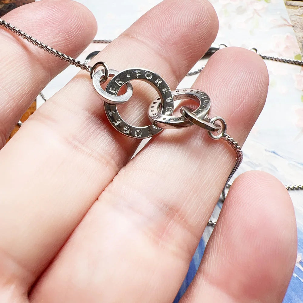 Forever Together Link Chain Necklace 925 Sterling Silver Romantic Love Gift