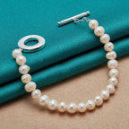 20cm Natural Freshwater Pearl Beaded Bracelet 925 Sterling Silver Women