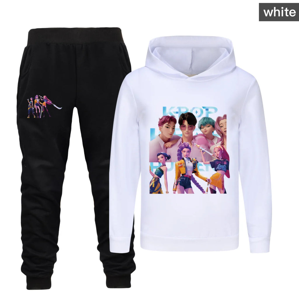 Kids Kpop Demon Hunters Hoodie and Pants 2pcs Set Boys Girls Tracksuit Outfit