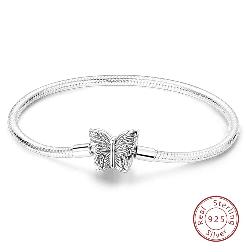 925 Sterling Silver Forever Love Peach Heart Bracelets Star Moon Airplane Earth Bracelets For Women Fit DIY Charms Party Jewelry
