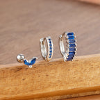 3PCS Trendy Round Circle Hoop Earrings Square Stud Cartilage Piercing