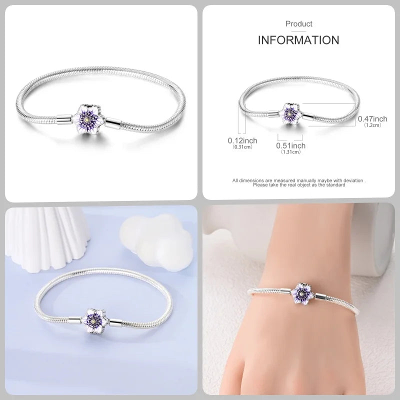 925 Silver 17-20CM Heart Pave Zirconia Original Bracelets Infinity Bracelet Fit DIY Charms Bead Birthday Jewelry Gifts Hot Sale