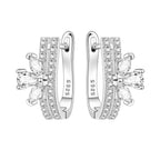 925 Sterling Silver Purple Flowers Versatile Hoop Earrings Fine Birthday Gift