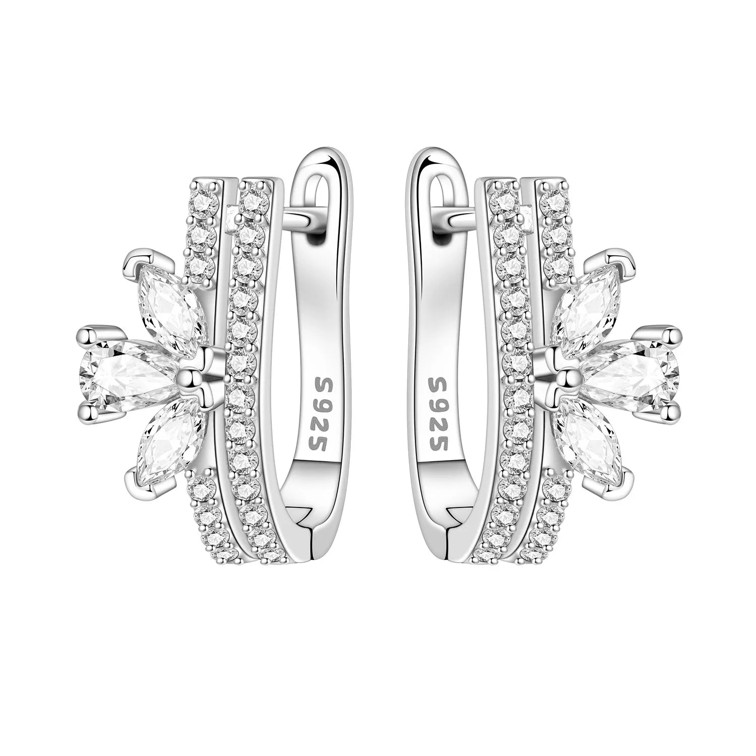 925 Sterling Silver Purple Flowers Versatile Hoop Earrings Fine Birthday Gift