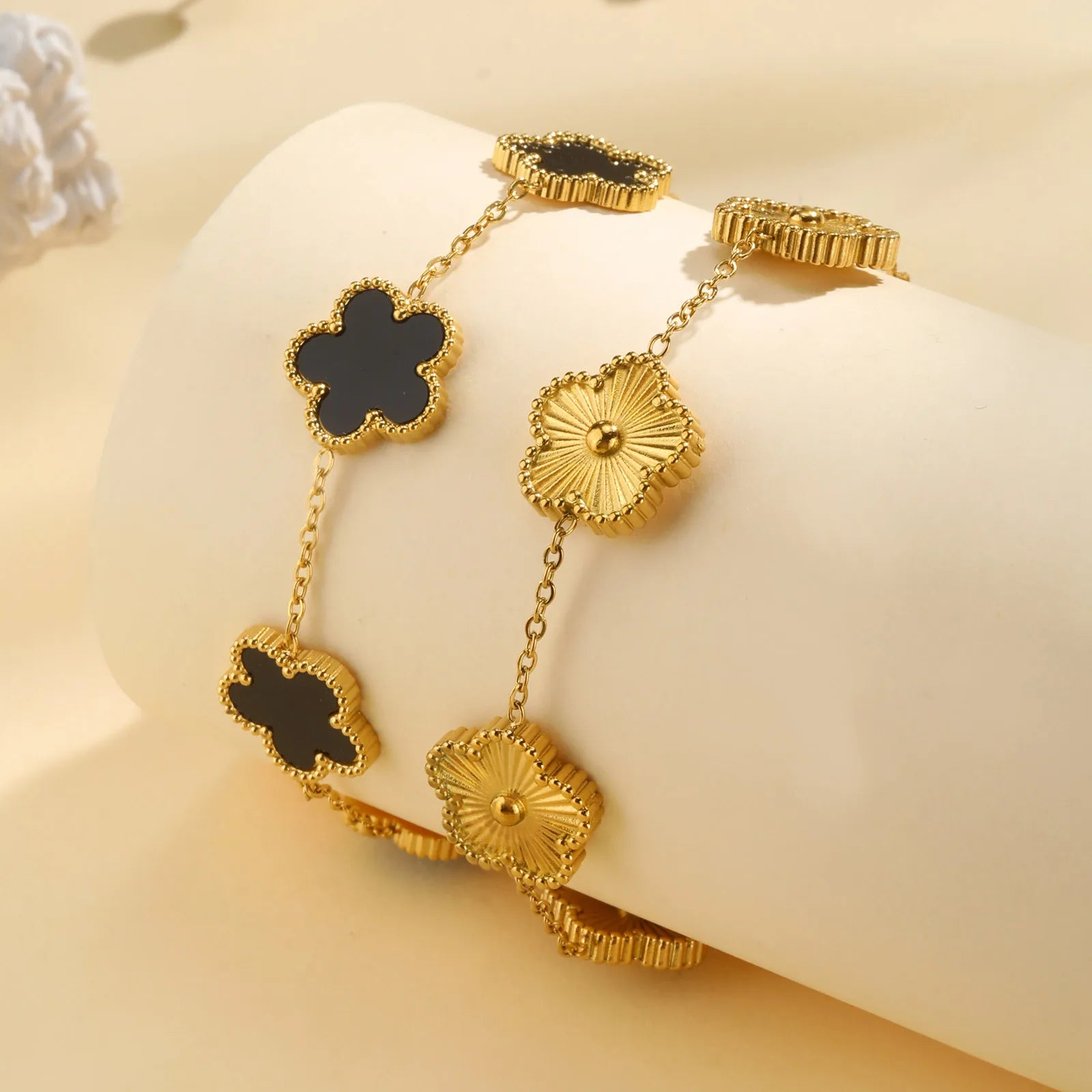 Waterproof Flower Bracelet, Stainless Steel Wrist Chain Bangles  Lucky Jewelry For Women Gift