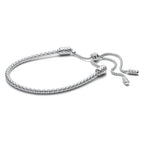 New 925 Silver Shiny Brick Soft Chain And Adjustable Fashionable Bracelet Are Fit for All Occasions To wear DIY Women's Jewelry