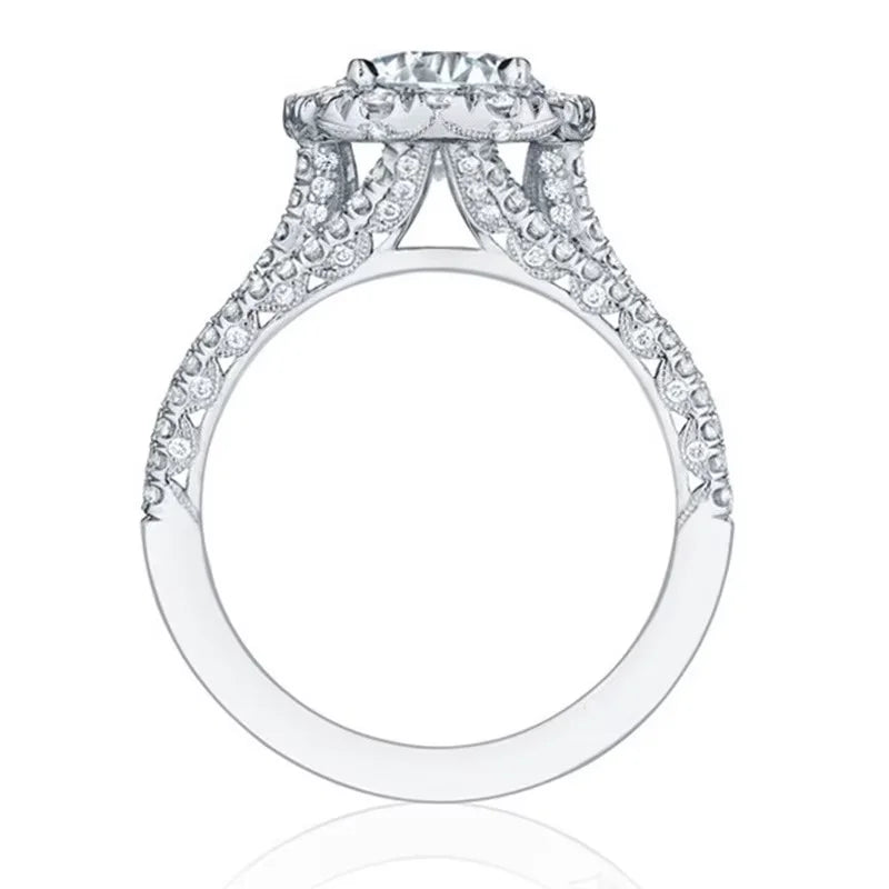 925 Sterling Silver Sparkling Full Zircon Square Geometry Ring Women's Gift Party Stylish Jewellery
