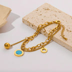 Gold Colour Multilayer Stainless Steel Charm Bracelet Men Women Bangle