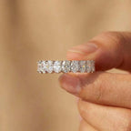 925 Sterling Silver Shiny Inlaid Oval Cubic Zirconia Ring Simple Style Wedding Party Trendy Jewellery
