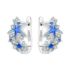 925 Sterling Silver Blue Devil Fish Hoop Earrings Anniversary Jewellery Gift