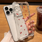 Cute Cherry Pattern Clear Case for iPhone 17 16 15 14 13 Pro Max