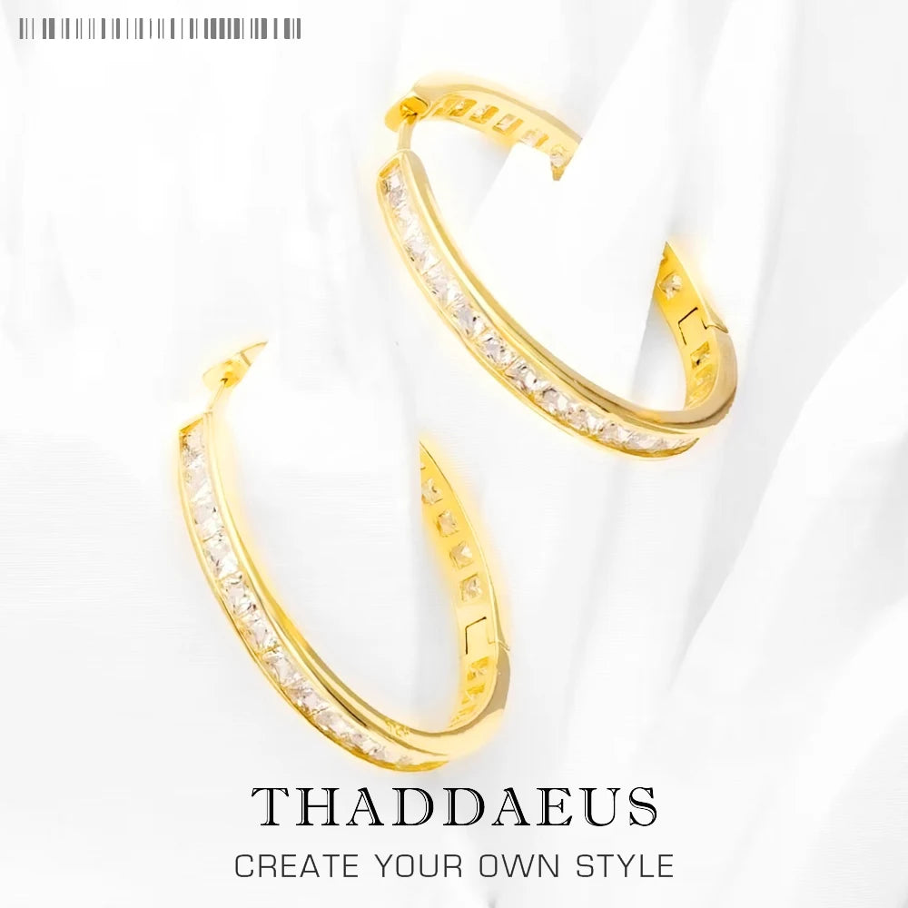 Dazzling Zircon Hinged Hoop Creole Earrings 925 Sterling Silver Classic