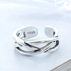 925 Sterling Silver Overlapping Adjustable Open Ring Engagement Jewellery Wholesale Accessory