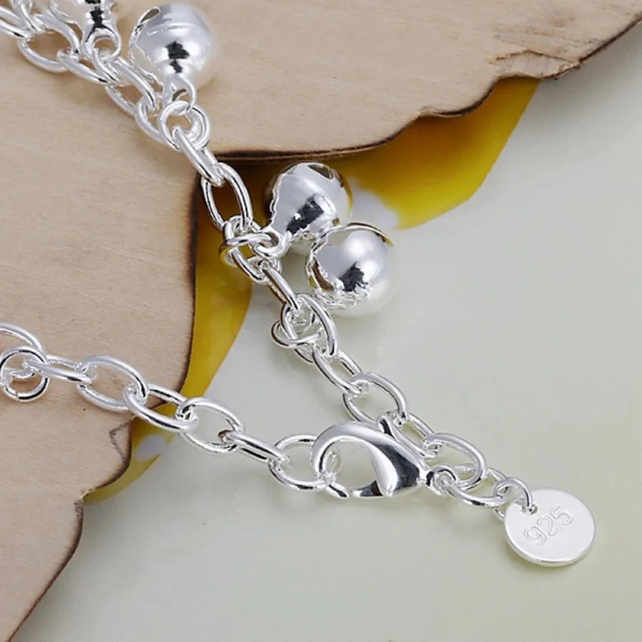 Fashion Charm Chain Bracelet 925 Sterling Silver Women Lady Wedding Jewellery