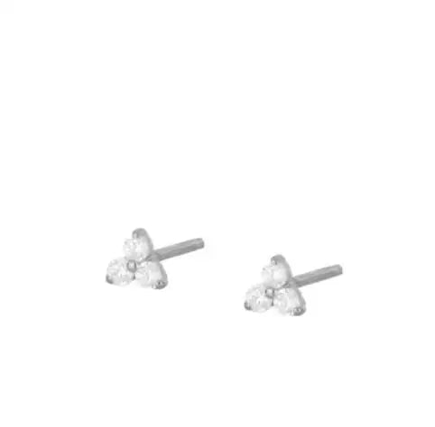 New Stainless Steel Cubic Zirconia Link Chain Ear Studs Triangle