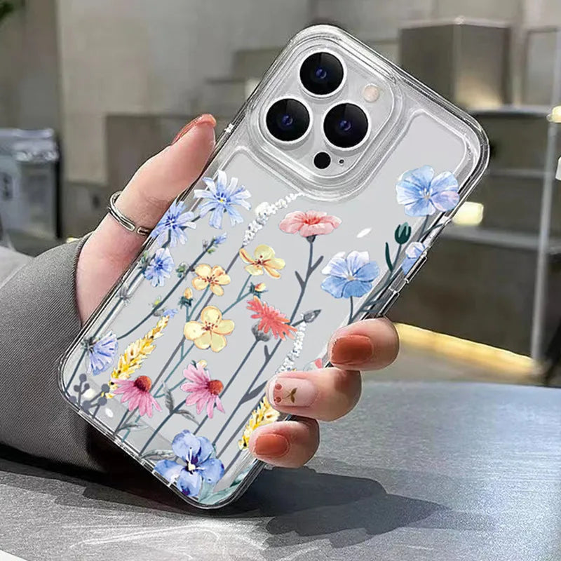Flower Pattern Clear Case for Redmi 14C 13 12C Note 14 13 12 11 Pro Plus