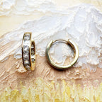 Elegant Golden Hinged Hoop Earrings Creole Solid 925 Sterling Silver