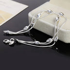 Snake Chain Beads Bracelet 925 Sterling Silver Women Party Wedding Jewellery