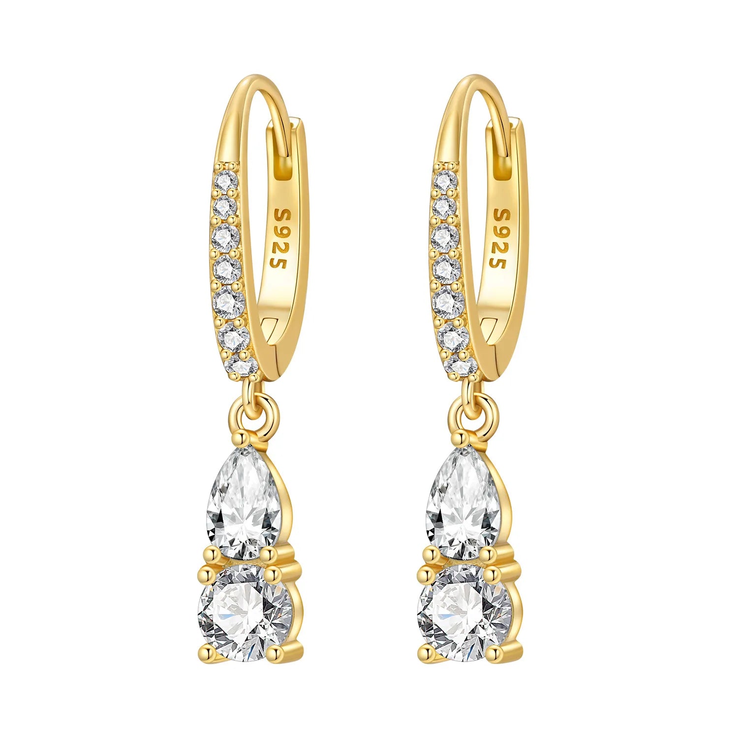 925 Sterling Silver Simple Diamond Shaped Ear Hook Hoop Earrings Jewellery