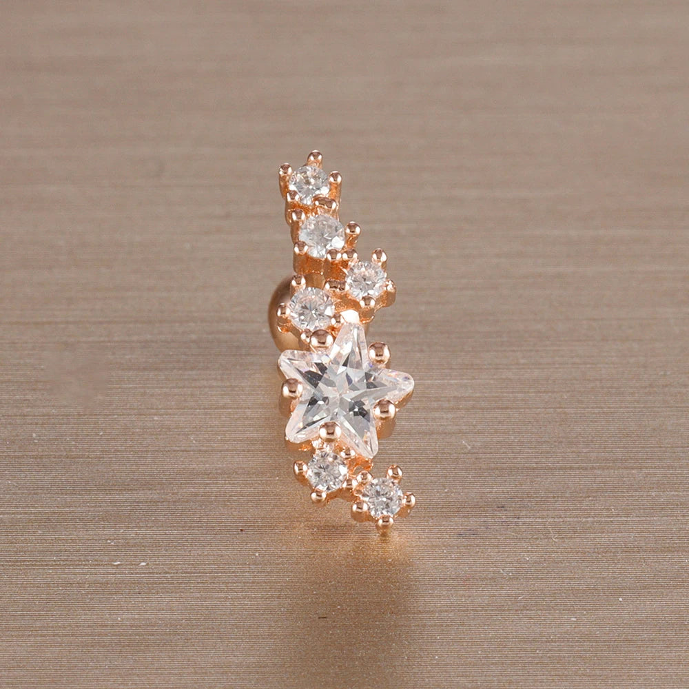 1PC 6 Styles Stainless Steel Mini Zircon Cartilage Piercing Stud