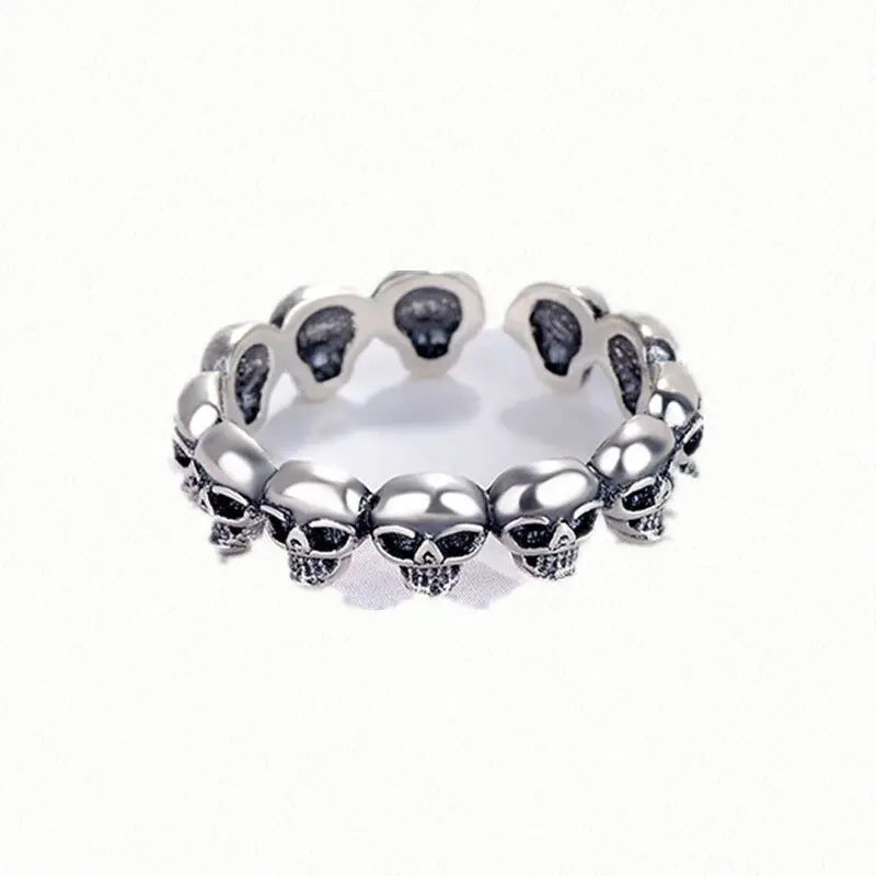 925 Sterling Silver Skull Adjustable Ring Party Luxury Jewellery Wholesale Accessory