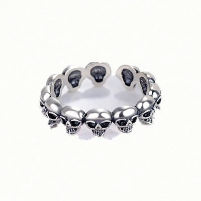 925 Sterling Silver Skull Adjustable Ring Party Luxury Jewellery Wholesale Accessory
