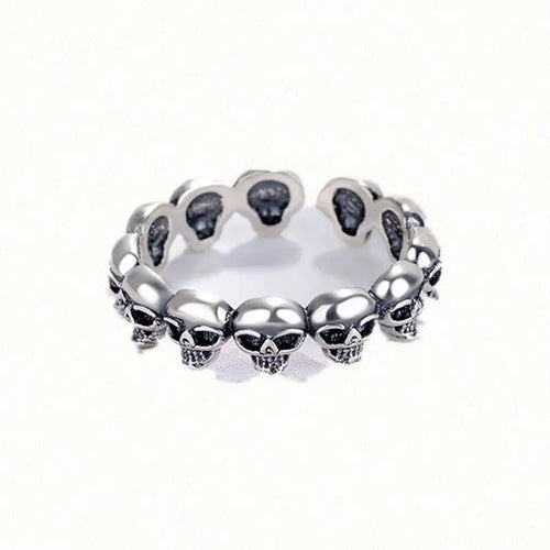925 Sterling Silver Skull Adjustable Ring Party Luxury Jewellery Wholesale Accessory