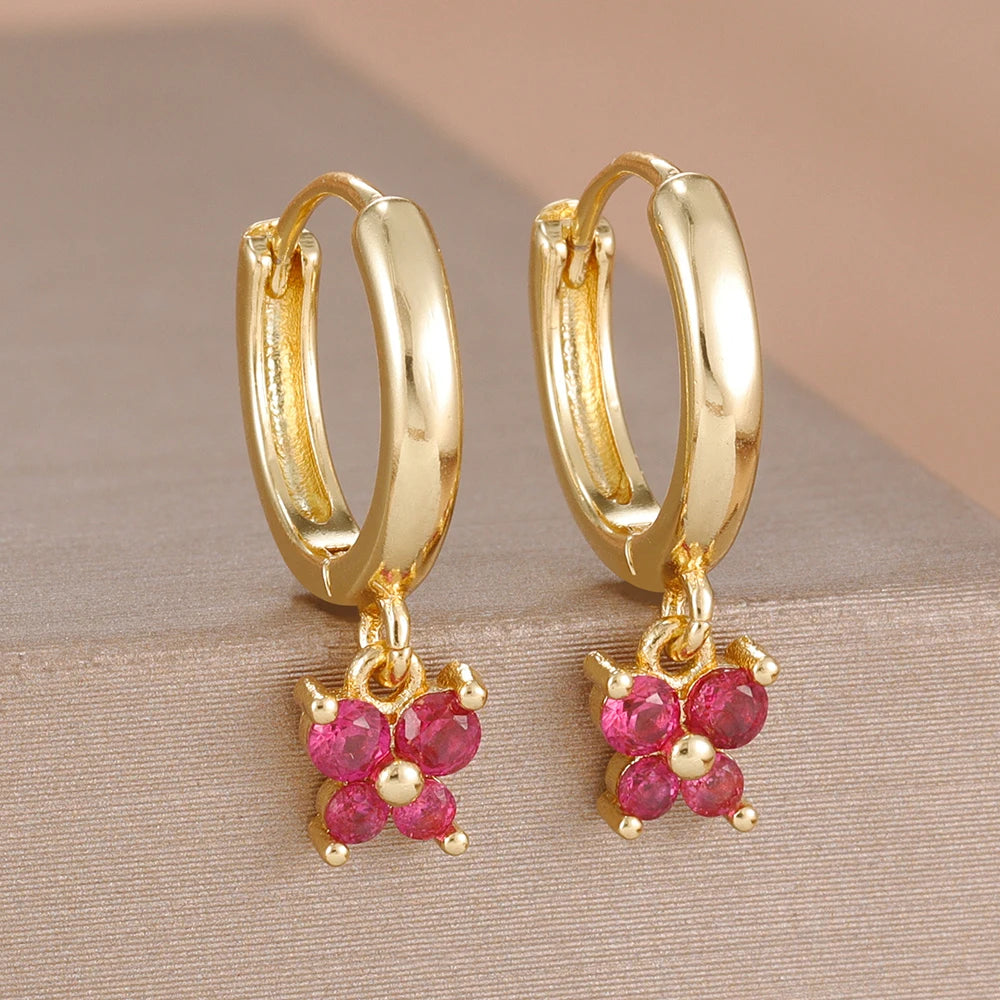 1 Pair Fashion Stainless Steel Zircon Butterfly Pendant Earrings Helix