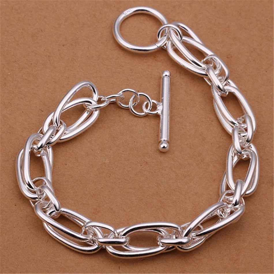 Noble Wedding Chain Bracelet 925 Sterling Silver Men Women Christmas Gift