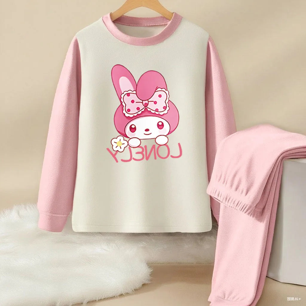 Sanrio Hello Kitty and Kuromi Girls Autumn Winter Pyjamas Soft Home Wear