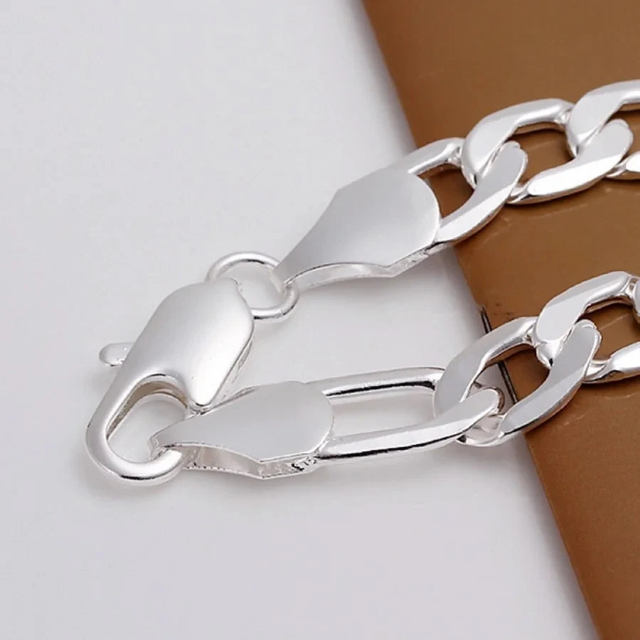 6/8/10/12mm Men Women Link Chain Bracelet 925 Sterling Silver Noble Jewellery