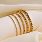 Gold Plated Beaded Braceletfor Women, Stainless Steel Stackable Stretchable Bead Ball Bracelet Hypoallergenic